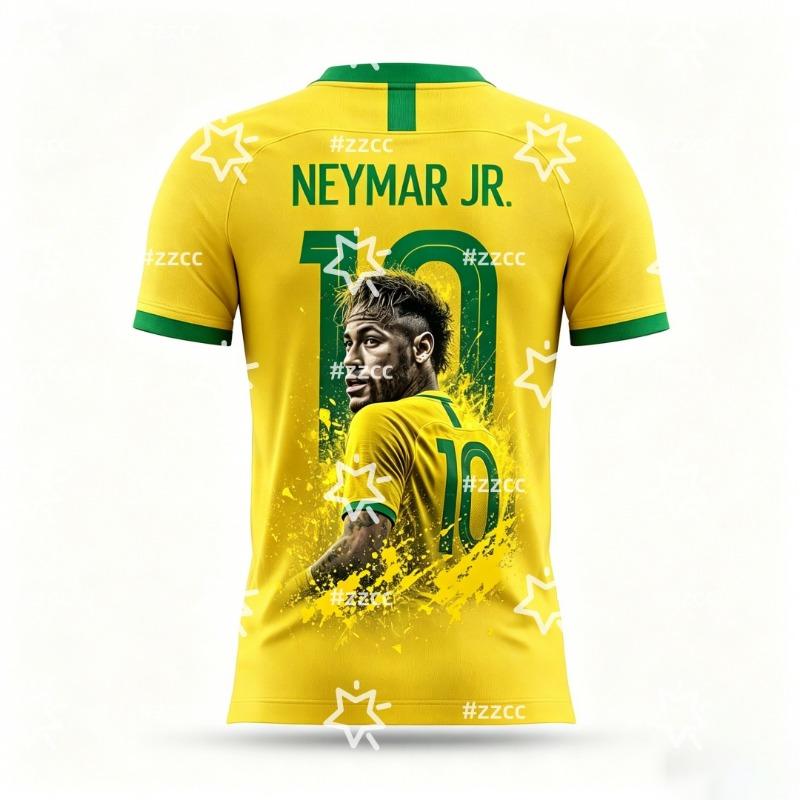 Camiseta de Fútbol de la Selección de Brasil de Neymar Kit de Partido y Entrenamiento Ropa Deportiva de Verano Camiseta para Hombre Ropa Infantil Camiseta