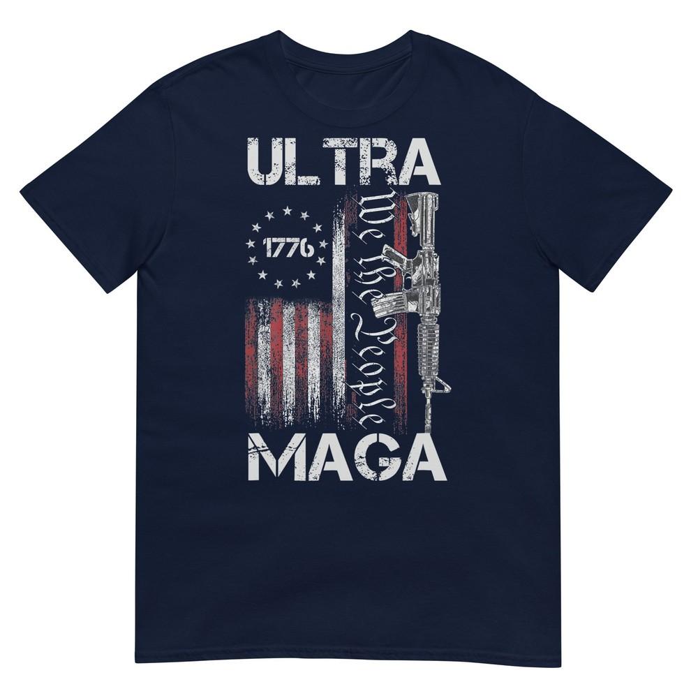 Vintage Usa Flag Ultra Maga Gun Usa 4th Of July Trump 2024 Tshirt S