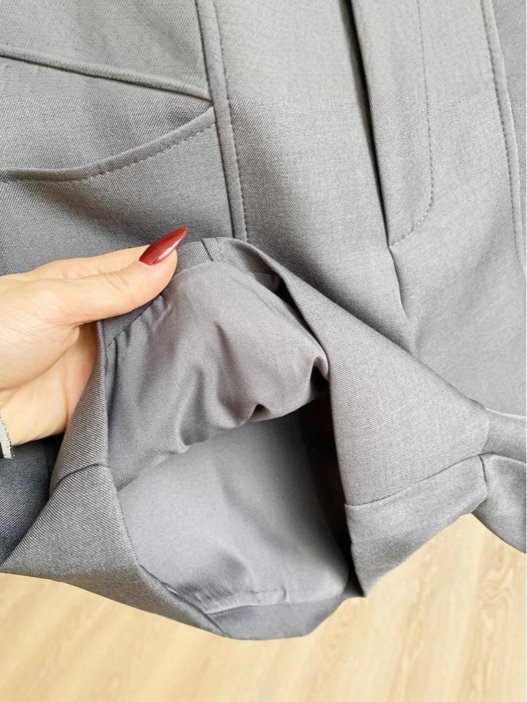Summer 2025 Women's Casual Grey High-Waist A-Line Wide-Leg Shorts: Korean Fashion Trend