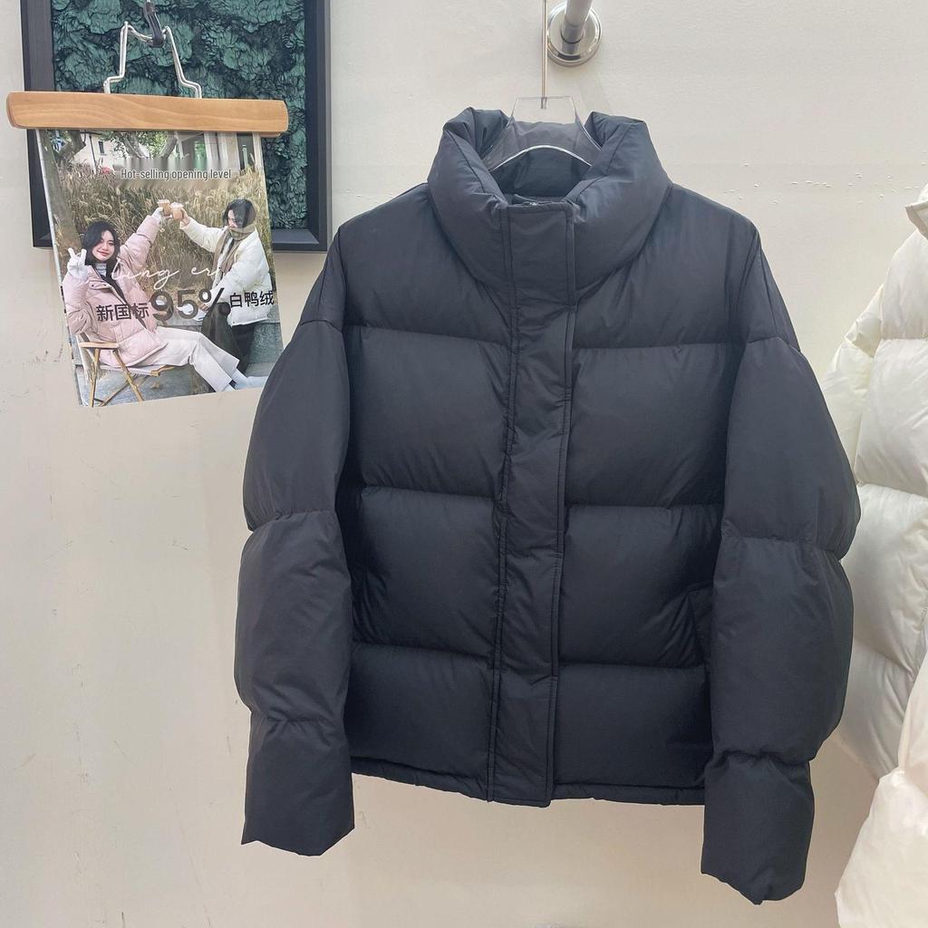2025 Women's Petite Thickened White Duck Down Jacket - Short Stand-Up Collar