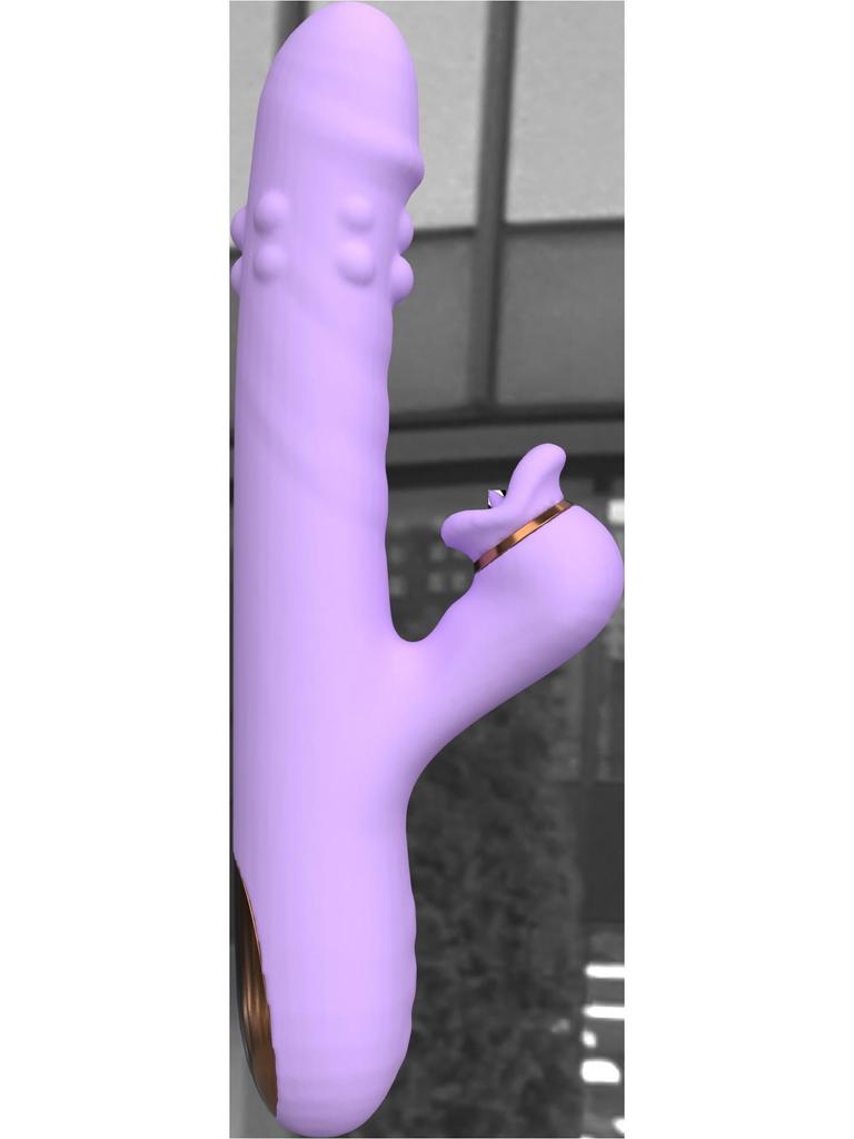 R420 Telescopic Vibrating Female Masturbator with Rotating Beads and Massage Wand