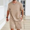 Completo Activewear da Uomo T-shirt a Girocollo Monocolore Pantaloncini Outfit 2 Pezzi