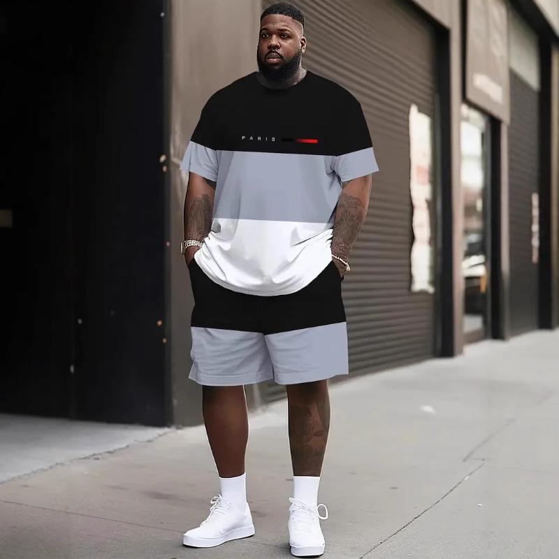 Men's Summer Printed Casual Fashionable Comfortable Loose Short Sleeved Two-piece Sport Wear