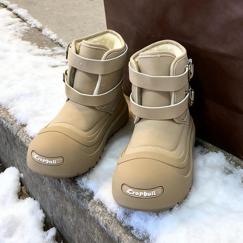 Winter velvet open smile snow boots women's American ugly cute big head Martin boots women's thermal boots couple cotton shoes