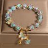 Nature Glass Bead Bracelet Adorned with Butterfly Pendant and Rose Garden Charm for All Day Comfort and Elegant Styles