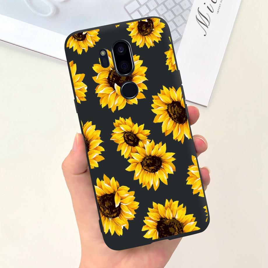 Für LG G7 ThinQ Hülle Silikon Weiche Handyhülle Girly Mode Blume Schwarz TPU Stoßfänger Für LGG7 G 7 ThinQ G710 Hülle Niedliches Muster