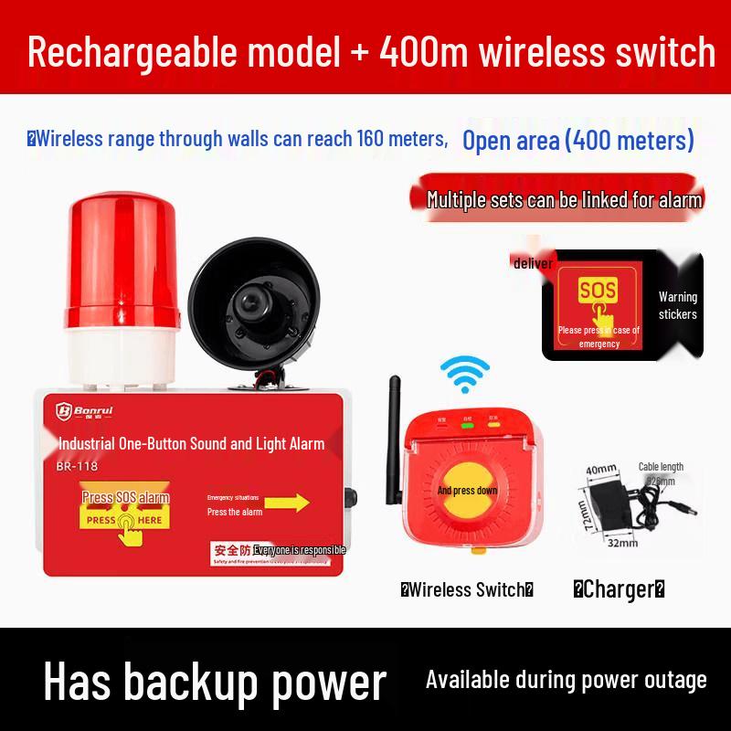 MDNG Wireless Sound & Light Fire Alarm Siren CN plug (adapter included)