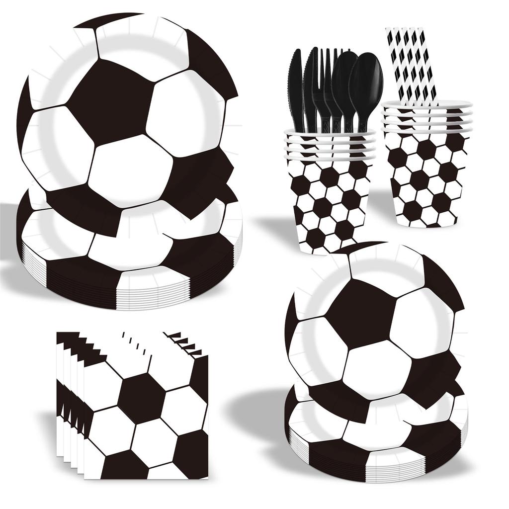 Soccer-Themed World Cup Party Decorations: Disposable Paper Plates, Cups, Napkins, and Tableware Sets
