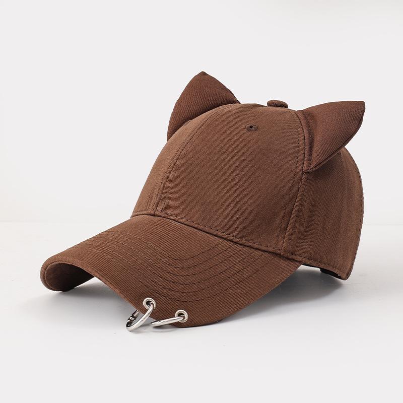 Women Men Korean Cute Cat Ear Design Baseball Cap for Women Premium Cotton Breathable Sun Hat for Spring Summer
