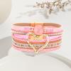 Damarmband Flerlagers strass konstläder Bohemisk stil Flätat hjärta Lättviktssmycken Damarmband Rep Armband