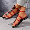 Fashion Women Sandals Ladies Flat Heels Clip-toe Casual Rome Sandals 2025 Summer Cross Narrow Band Ankle Buckle Strap Female Beach Shoes