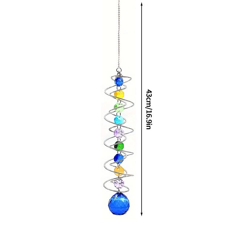 Crystal Spiral Wind Chime Prism Sun Light Catcher Rotating Hook Wind Spinner Pendants Home Nursery Garden Yard Hanging Decor