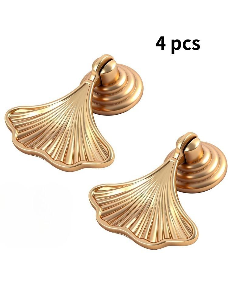 2 Pcs Ginkgo Leaf Zinc Alloy Cabinet Knobs & Drawer Pulls with Screw Mounting Hardware for Kitchen Bathroom Dresser