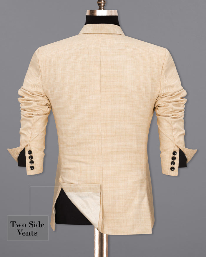 Light Apricot Brown Subtle Plaid Blazer