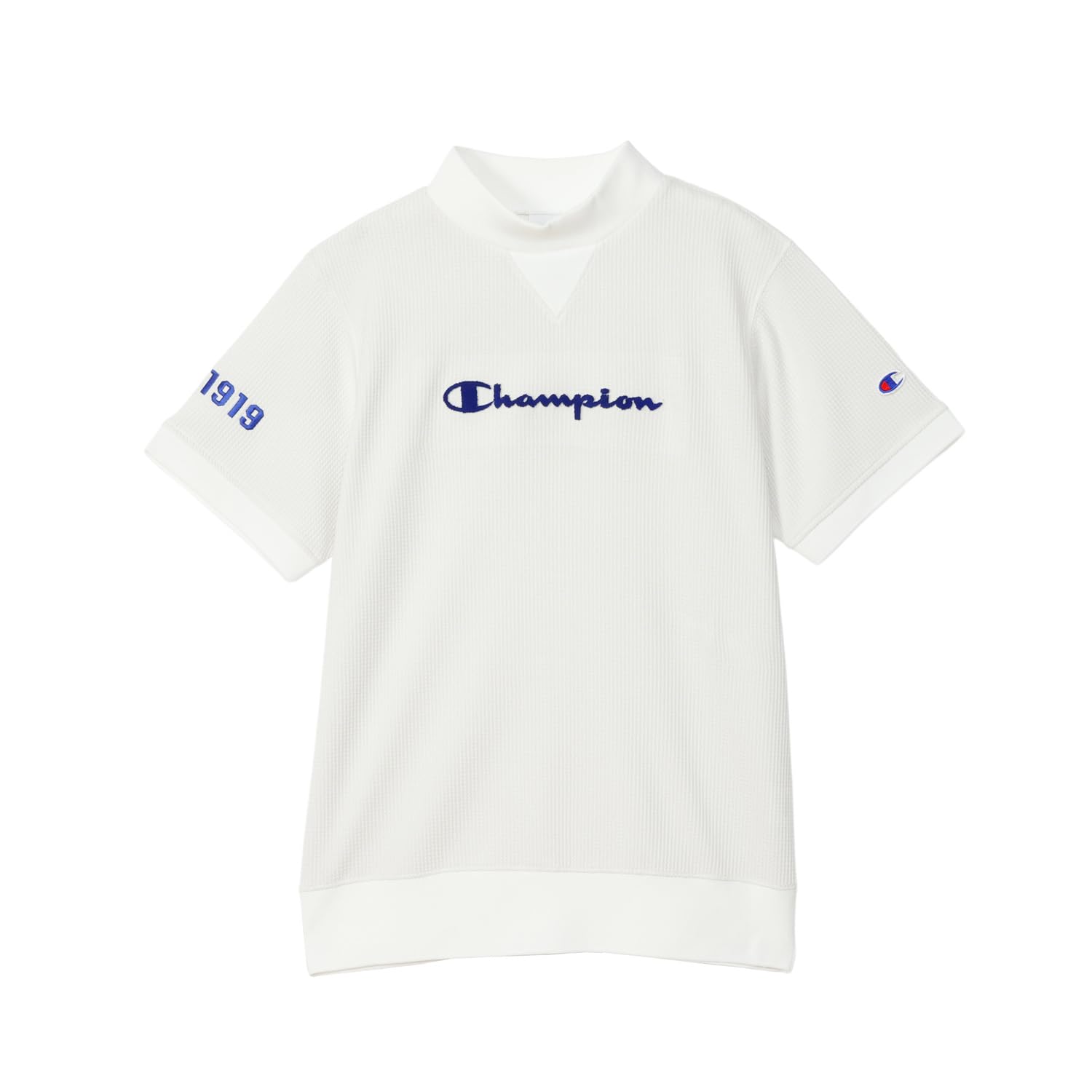 

Champion Short Sleeve Mock Neck Shirt UV with Embroidered Script Logo (CW-BG301-020-L), Heat-Shielding, Protection, Quick-Drying,