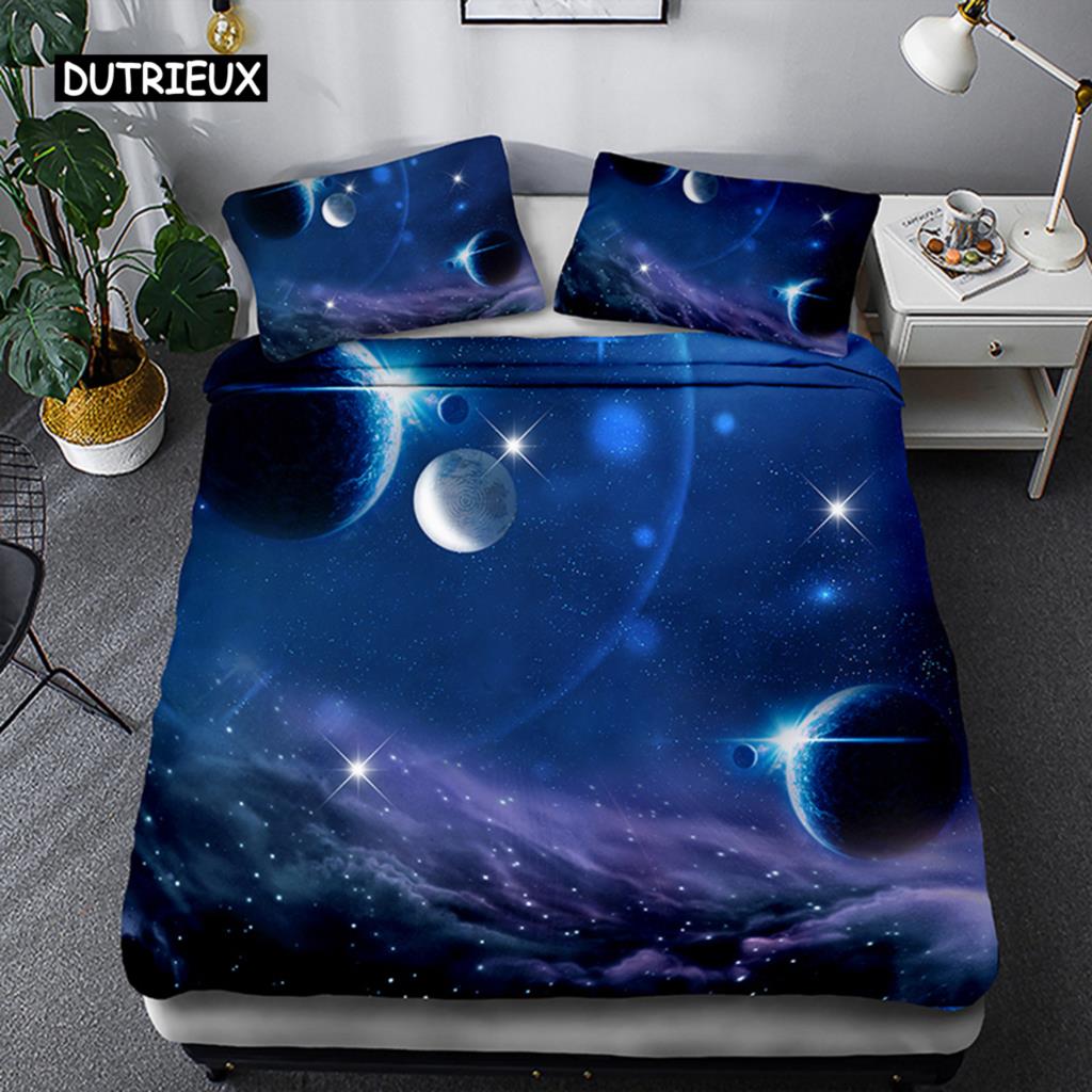 Zestaw poszwy na kołdrę Space star 3d Galaxy Pojedynczy podwójny Twin/Queen 2 szt./3 szt. zestawy pościeli Pościel z motywem Wszechświata Kosmosu