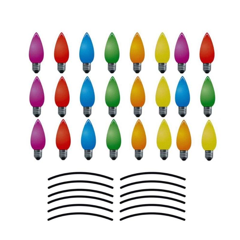 Christmas Light Bulb Line Stickers Magnetic Reflective XmasLights Bulb Sticker