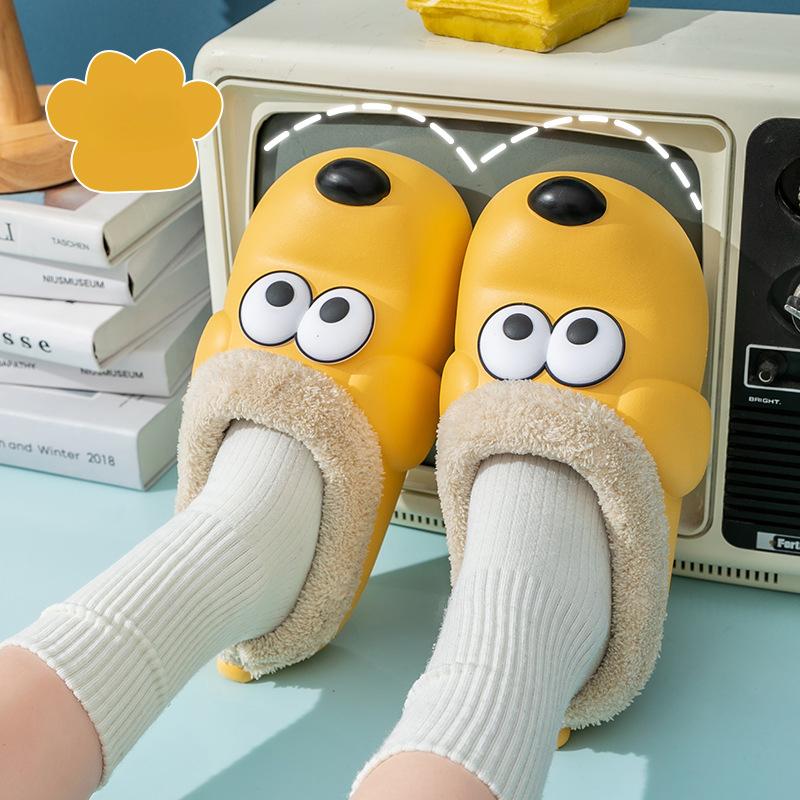 

Модные новые хлопковые тапочки женские зимние домашние меховые теплые хлопковые милые домашние тапочки с изображением мультяшных собак для пар на толстой подошве нескользящие тапочки 39-40