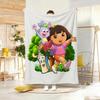 2DHand drawn Cartoon D-Dora the Explorer Throw Lightweight 240g Flannel Blanket Soft Skin-friendly for Summer Cooling