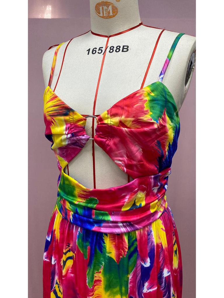 2025 European & American Sexy Sleeveless Backless Printed Maxi Dress for Women