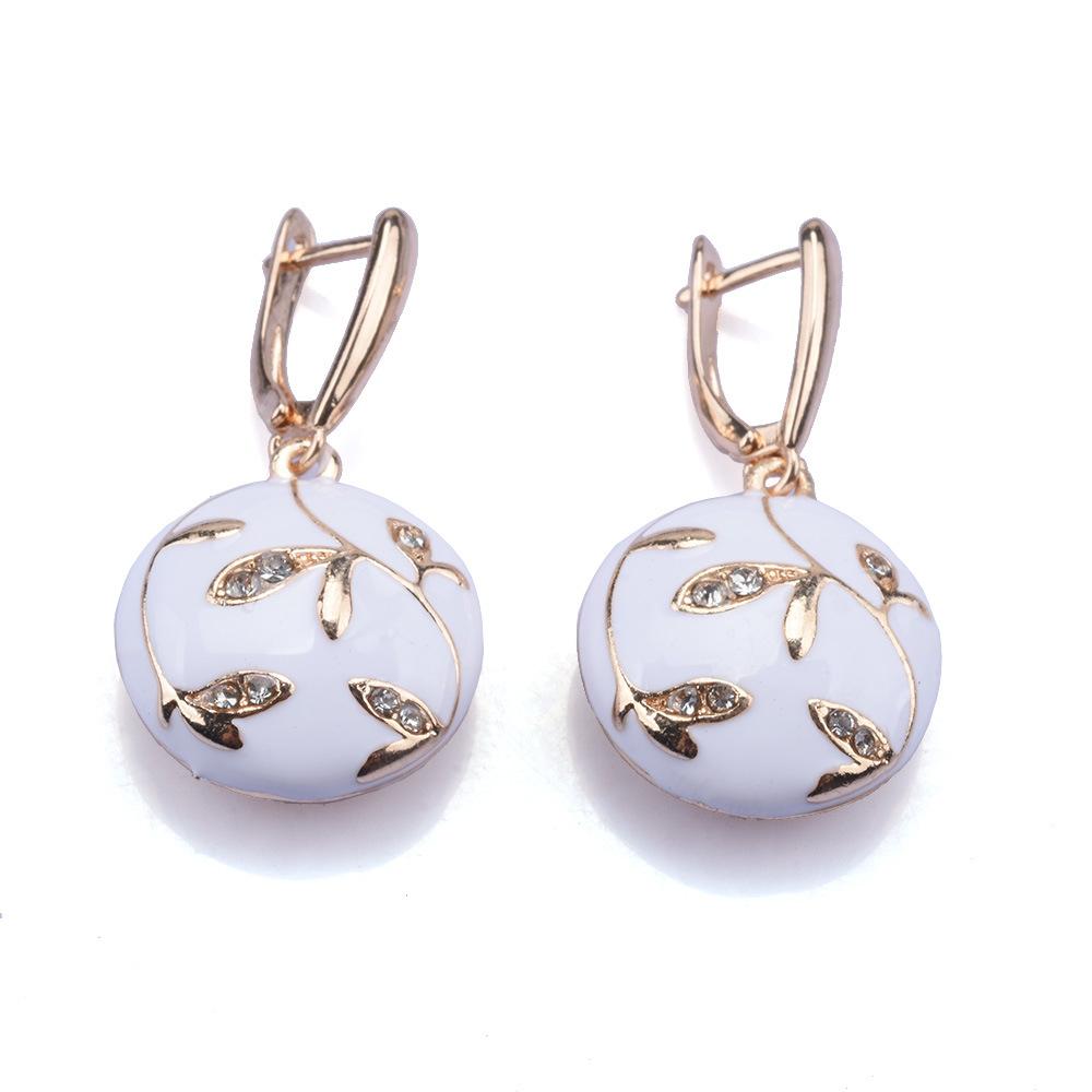 Trendy Geometric Alloy Enamel Dangle Earrings, Minimalist High-End Fashion Jewelry For Women