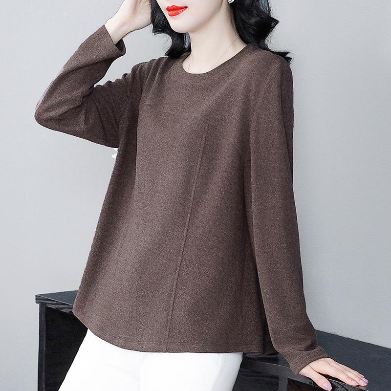 

Plus Size Women s Soft Long-Sleeve T-Shirt – Casual, Thick, Loose-Fit for Middle-Aged Moms XL: 120-140 kg