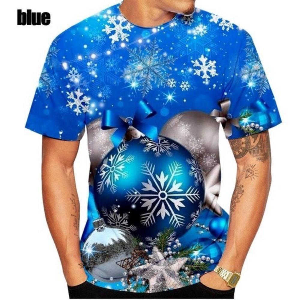 New summer 3D Christmas printed men's T-shirt, casual plus size T-shirt