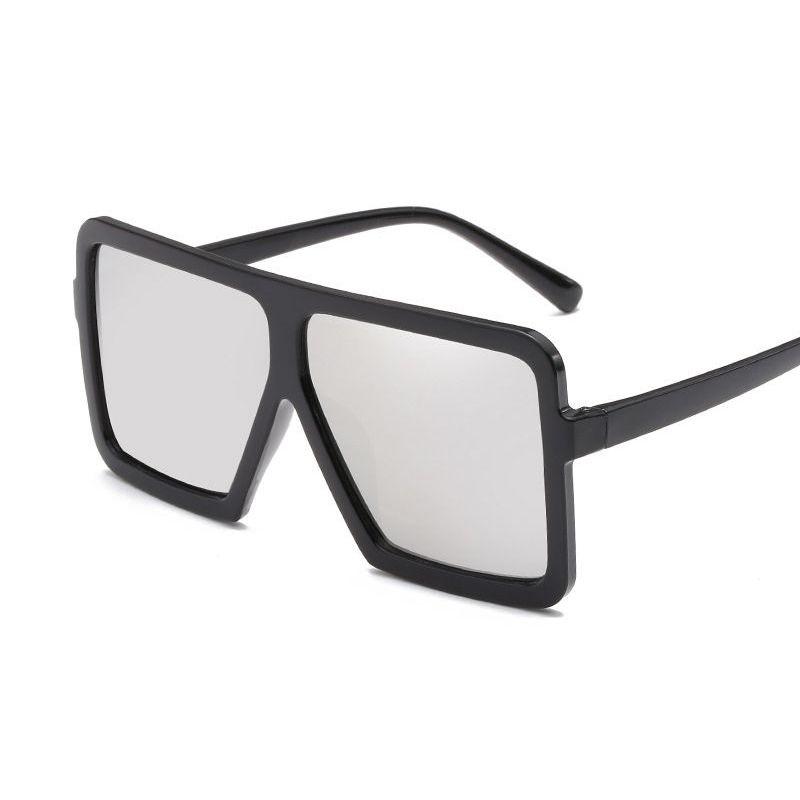 Women's Flat Top Large Steampunk Square Frame Oversize Sunglasses With Uv Protection