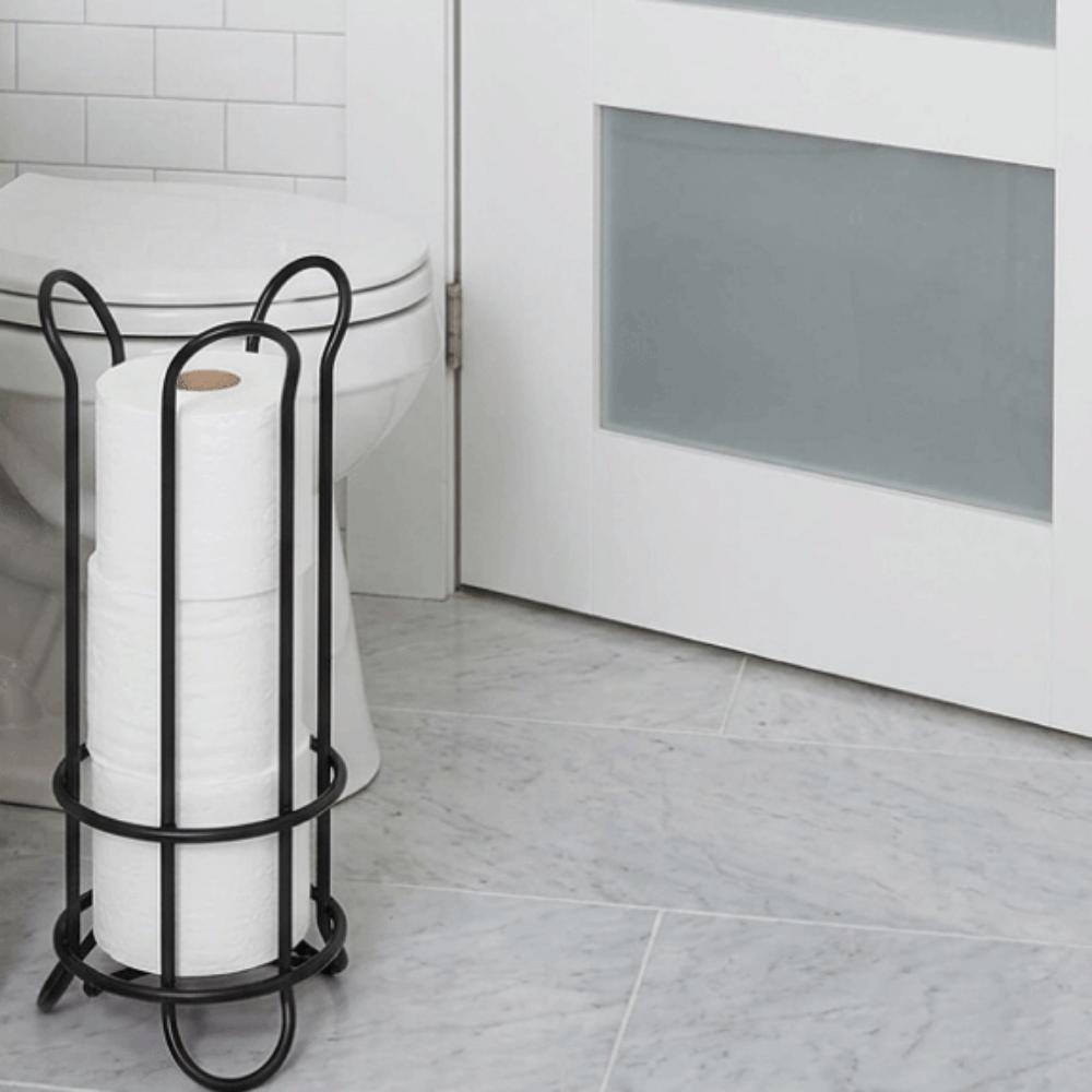 Dekorativer stehender Toilettenpapierhalter Eisen Toilettenpapierhalter Tissue-Aufbewahrungsregal Badezimmer
