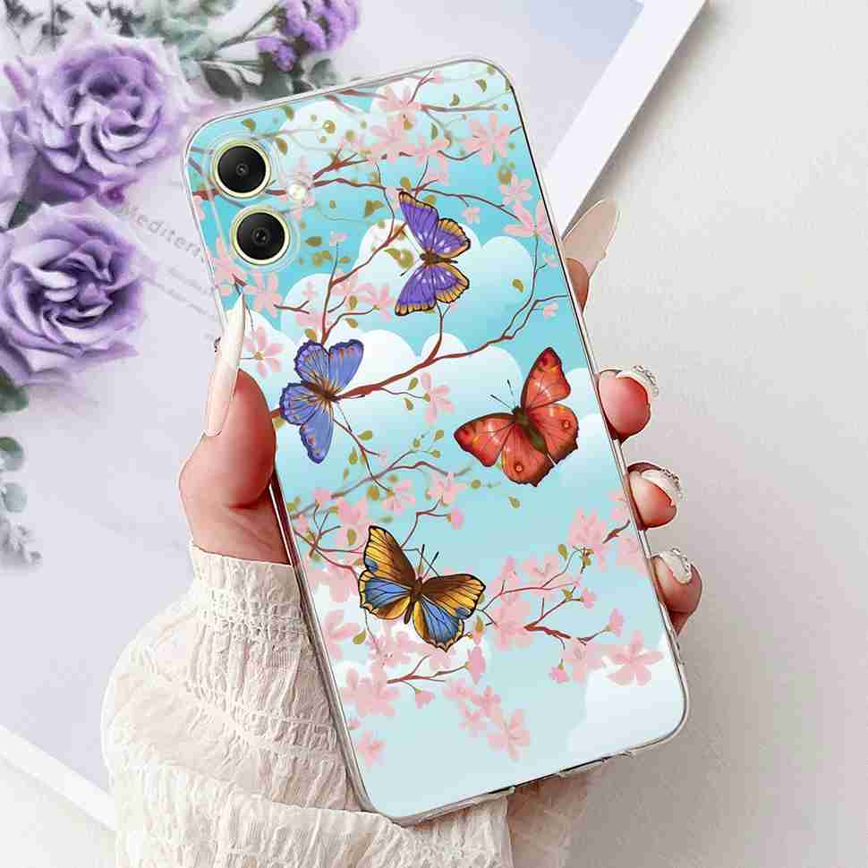 For Samsung Galaxy A05 4G SM-A055F Case Fashion Painted Soft Silicone Cover For Samsung A 05 A05s 4G SM-A057F Flower Phone Shell