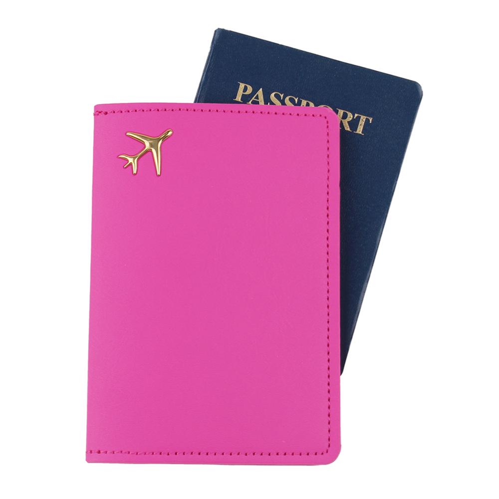 

Утолщенный держатель для паспорта и карт из ПУ-кожи с 3D-логотипом самолета розы красного