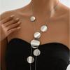 Circular Heart-Shaped Geometric Necklace Hollow Y-Shaped Design Creative Long Pendant Tassel Necklace Women's Trendy Jewelry