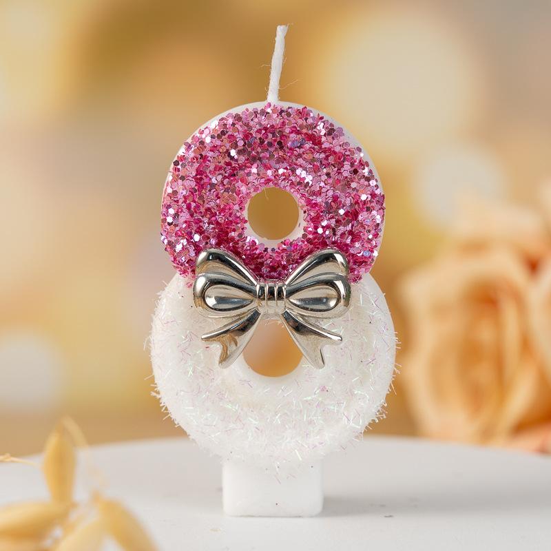 Silver Bow Digital Candle Princess Atmosphere Birthday Party Cake Decoration Candle Plug-in