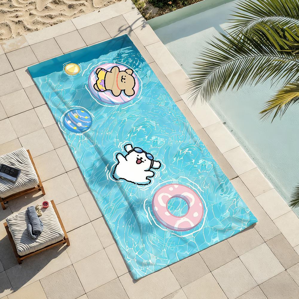 Cartoon Cute M-MalteseS Line Dog Towel Soft Lightweight Anti-Sand Large Beach Towel Quick-Drying Bath Sports Family