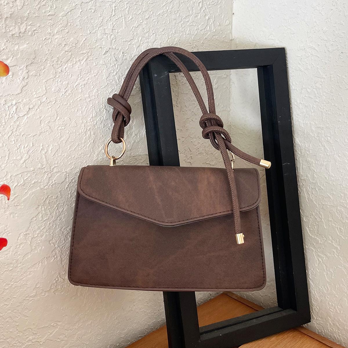 

2025 New Vintage Square Handbag for Women Retro Mini Shoulder Bag Fashion Crossbody Purse Casual Classic Small Top Handle Bag темно-коричневого