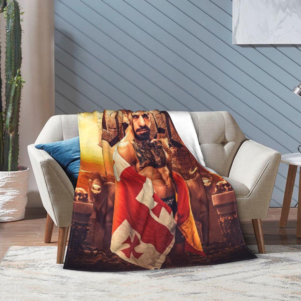 Ilia Topuria Wrestling Wrestler Blanket Multiple Sizes Warm Cozy Fluffy Throw Blankets for Couch Sofa and Bed