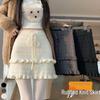2025 Women's High-Waist Cream White Knit Drawstring Half-Skirt - Slimming Cake Short Style