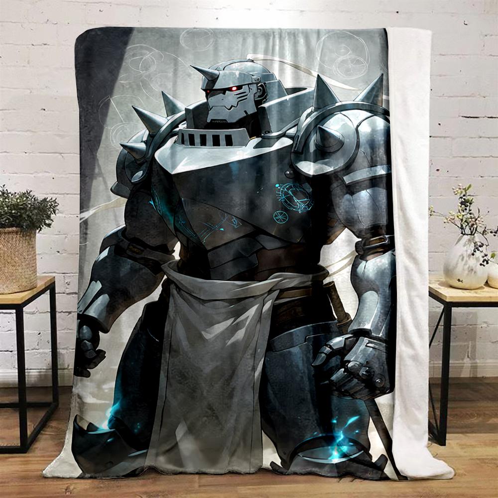 Armored Knight with Glowing Runes Design Flannel blanket for bedroom, living room, sofa, and nap sofas.