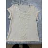 Lace Splicing Crew Neck T-shirt, Casual Short Sleeve Top For Spring & Summer, Women's Clothing
