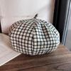 Clashing Color Grid Artistic Vintage Beret Hat Geometric Elements Spring Women