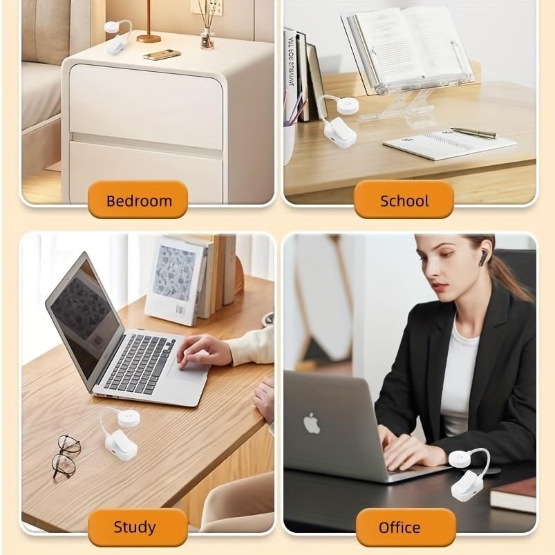1 Stück faltbare Mini-Clip-Buchlampe USB-wiederaufladbar LED-Nachtlicht 3 Modi Augenschutz stufenlos dimmbar flexibel Schlafzimmer Lesen