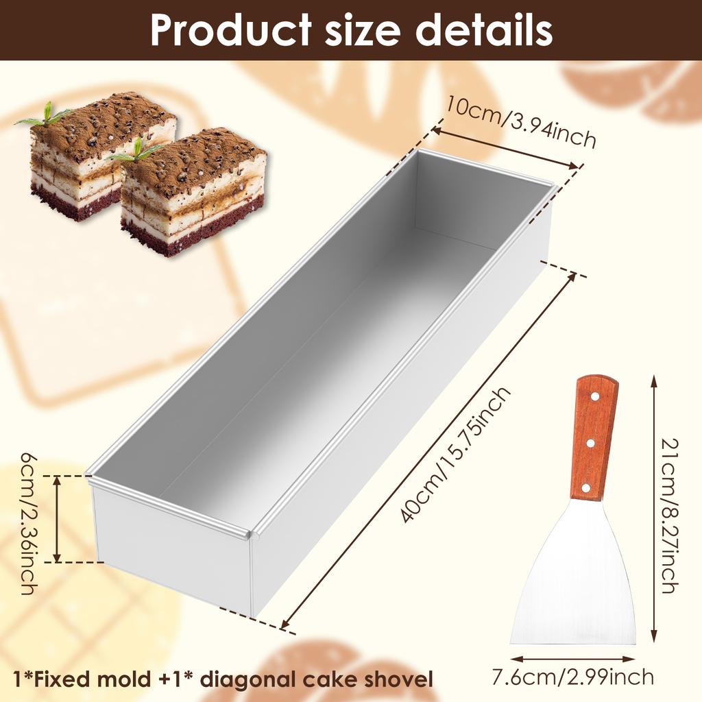 Rechteckige Kuchenform Aluminiumlegierung Tiramisuform Kuchenbackblech Antihaftbeschichtung Dessert-Herstellungsform mit abnehmbarem Rand zum Backen