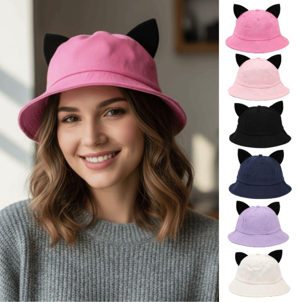 Cotton Fisherman Hat Cute Ear Sun Hat Fashion Basin Hat Women