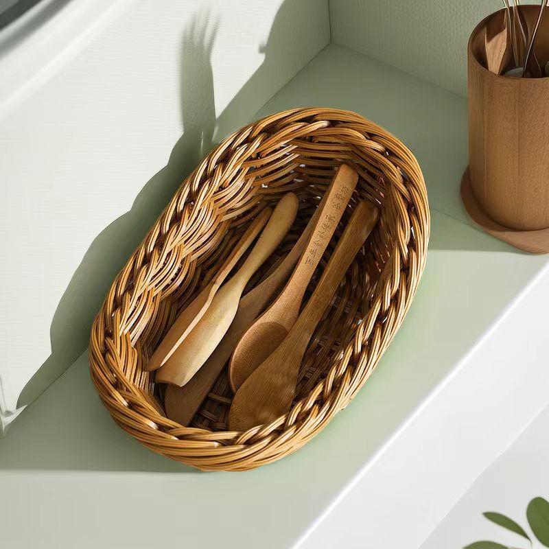 Rattan Woven Ingot-Shaped Storage Basket