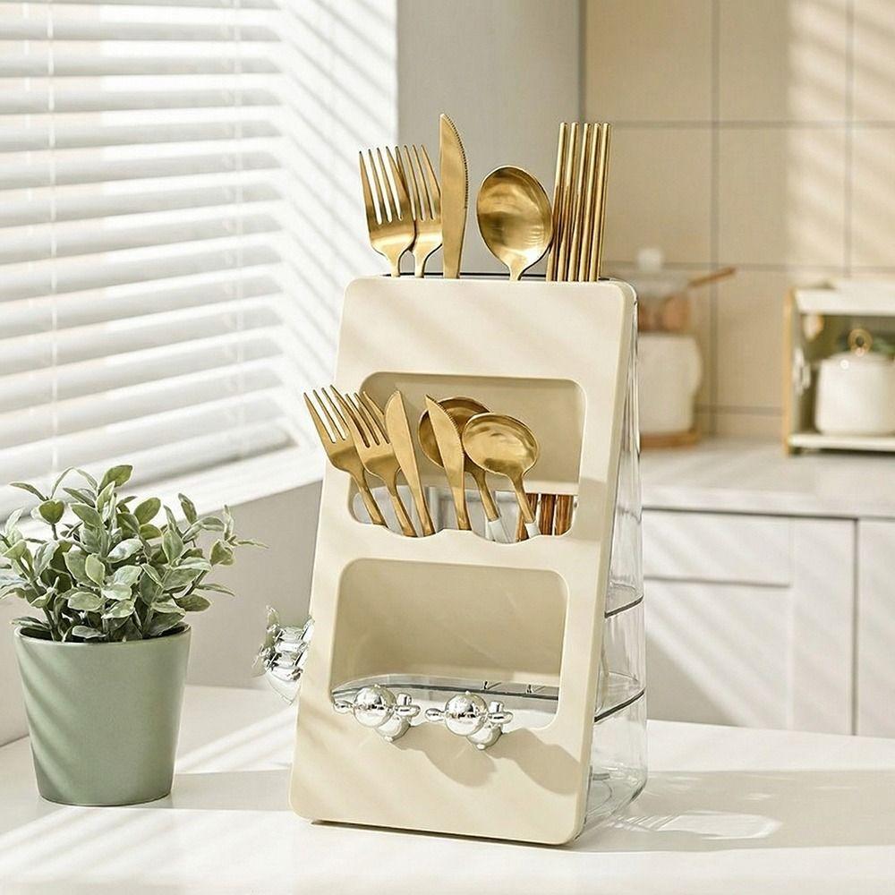 Large Capacity Chopstick Draining Rack 3 Layers Tableware Shelfs Office Supplies