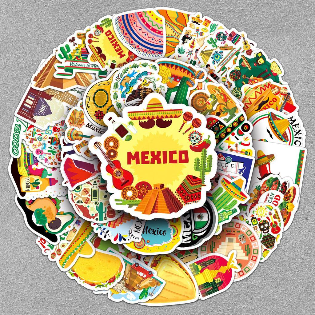 50 Mexico Travel Stickers: Waterproof Cartoon Decorations for Laptops & Journals