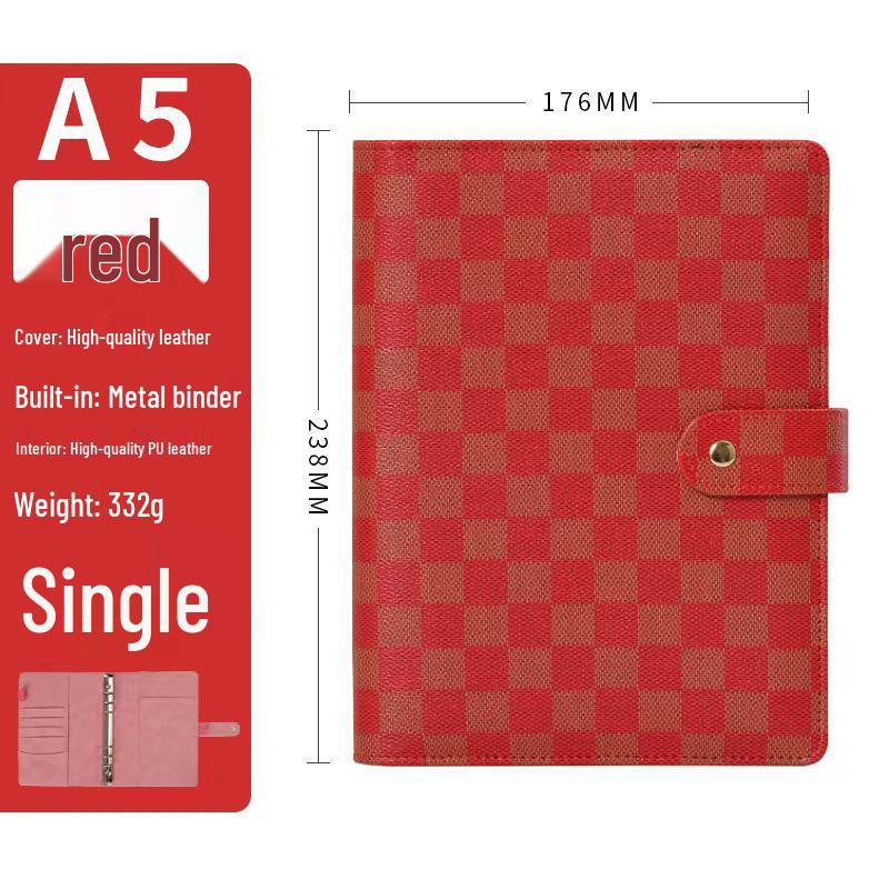 Authentic Cross Pattern A5 Notebook, Loose-Leaf A7 Checkered Planner, A6 Leather Notebook with Horizontal Ruled Pages