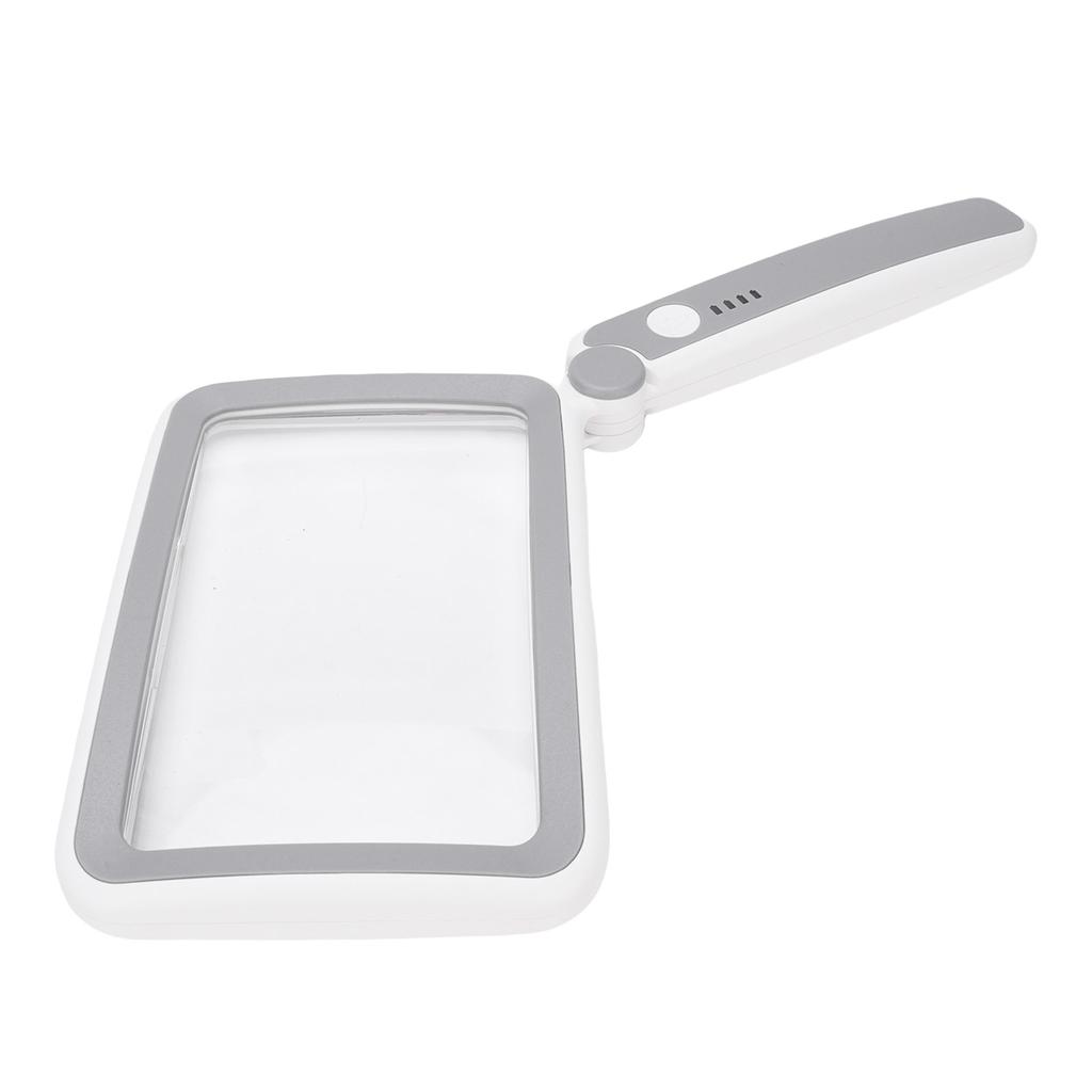 LED Lighted Magnifying Glass 3.5X Rechargeable Folding Handheld Rectangular Magnifier with Light