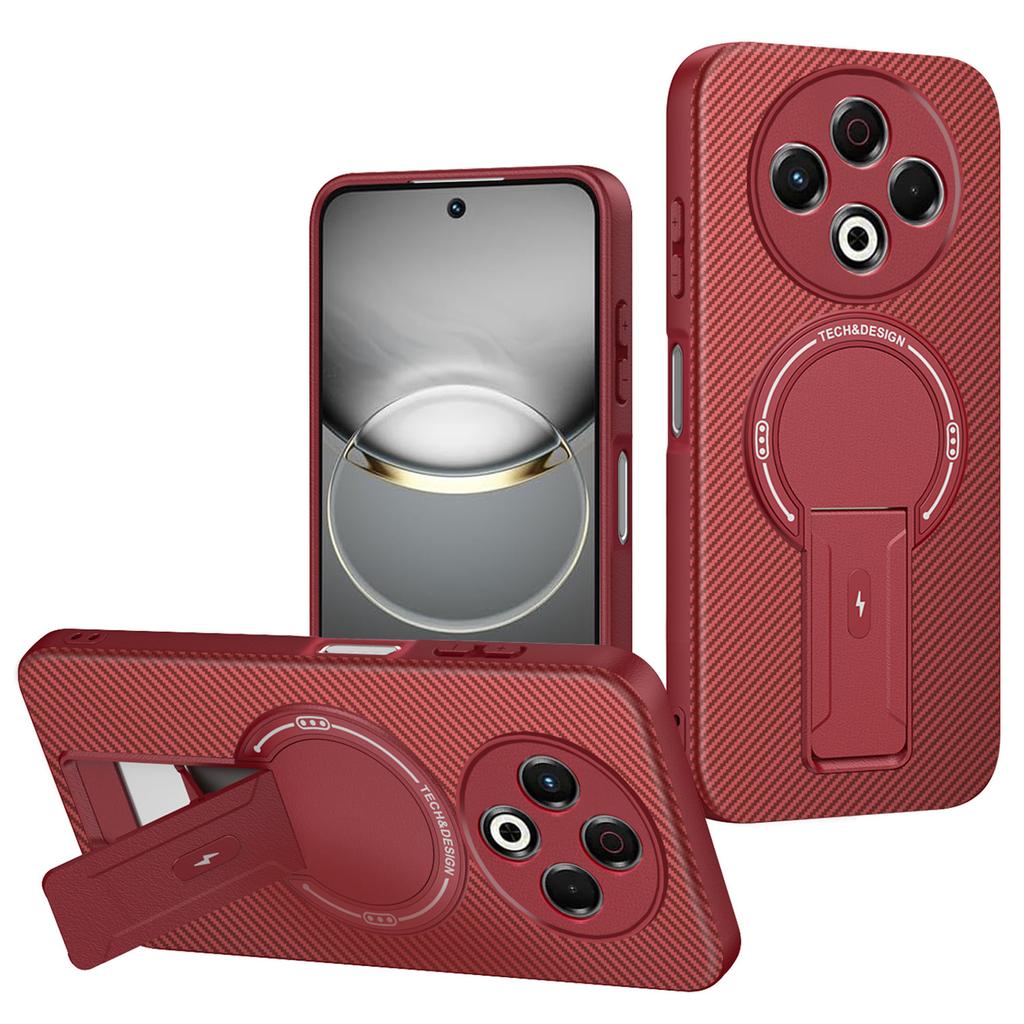 For TECNO Spark 30 4G Case Carbon Fiber Texture PC + TPU Phone Cover with Kickstand