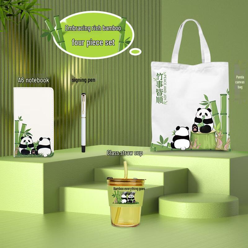 Premium Office Gift Set with Notebook, Pen, Glass Cup & Canvas Bag